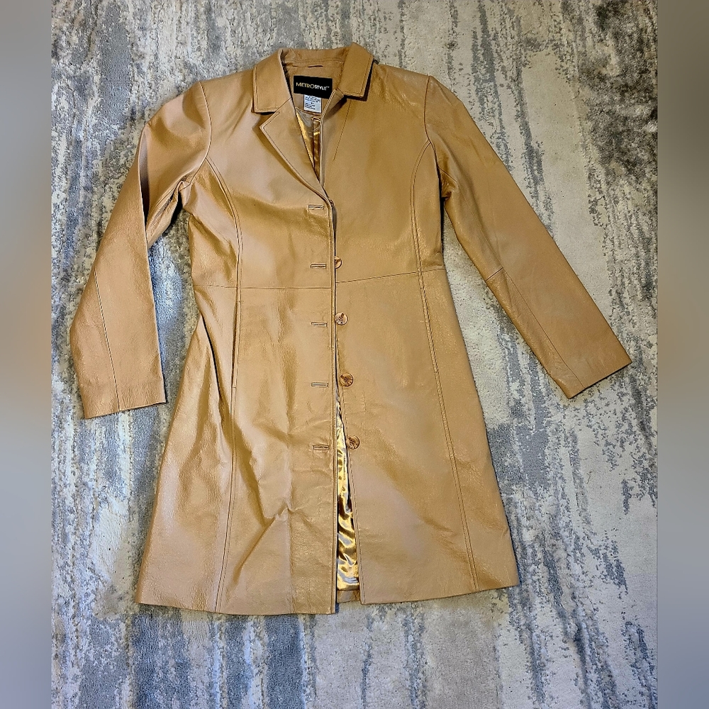 Classic 3/4 length leather coat